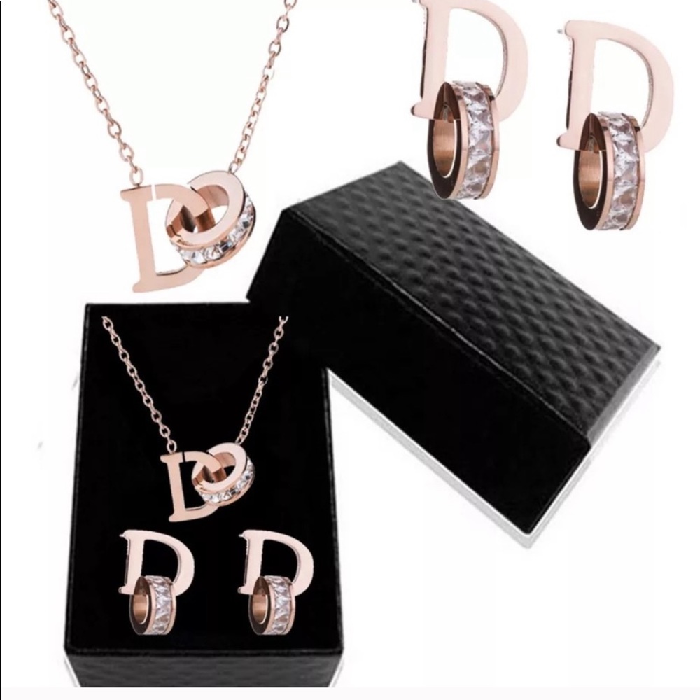 Gold Over Sterling Silver D necklace set as picture